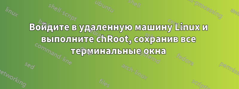 Войдите в удаленную машину Linux и выполните chRoot, сохранив все терминальные окна