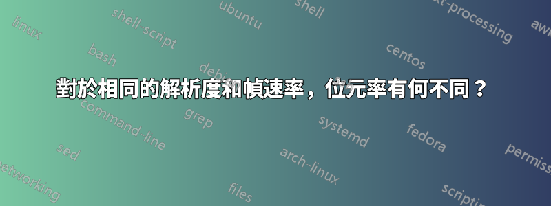對於相同的解析度和幀速率，位元率有何不同？