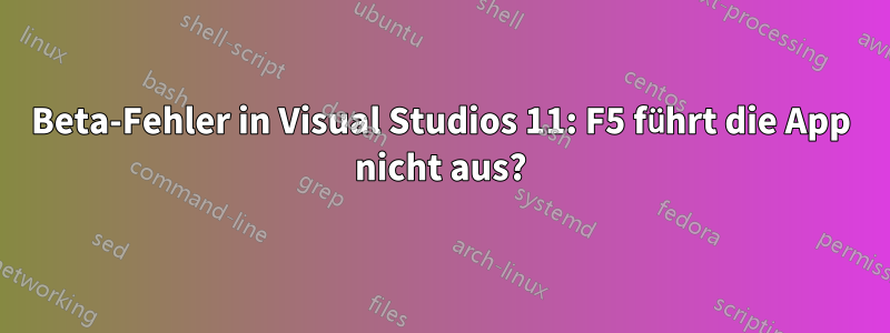 Beta-Fehler in Visual Studios 11: F5 führt die App nicht aus?
