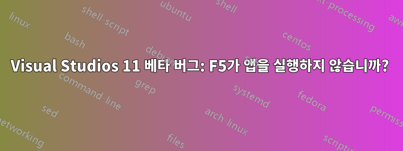 Visual Studios 11 베타 버그: F5가 앱을 실행하지 않습니까?
