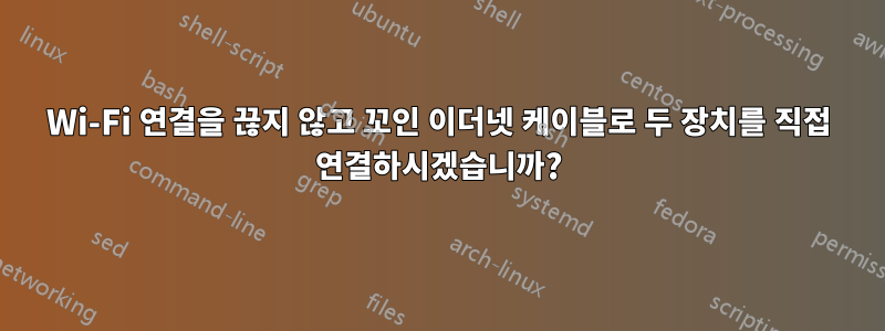 Wi-Fi 연결을 끊지 않고 꼬인 이더넷 케이블로 두 장치를 직접 연결하시겠습니까?