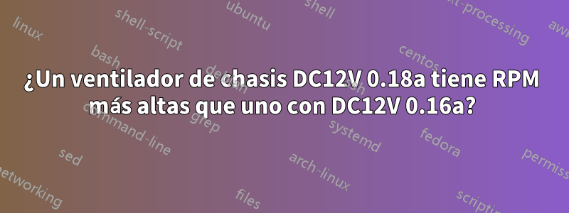 ¿Un ventilador de chasis DC12V 0.18a tiene RPM más altas que uno con DC12V 0.16a?