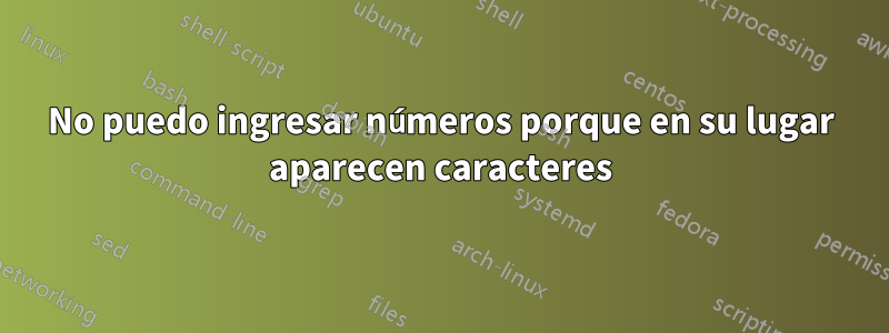 No puedo ingresar números porque en su lugar aparecen caracteres