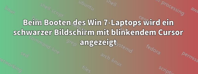 Beim Booten des Win 7-Laptops wird ein schwarzer Bildschirm mit blinkendem Cursor angezeigt