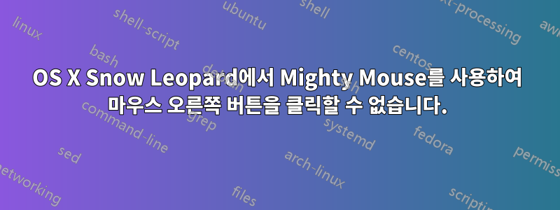 OS X Snow Leopard에서 Mighty Mouse를 사용하여 마우스 오른쪽 버튼을 클릭할 수 없습니다.