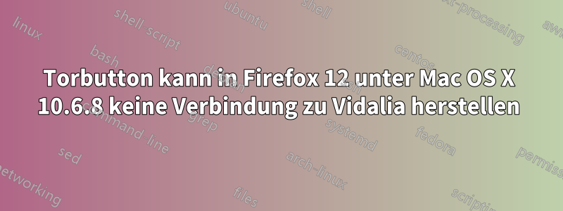 Torbutton kann in Firefox 12 unter Mac OS X 10.6.8 keine Verbindung zu Vidalia herstellen