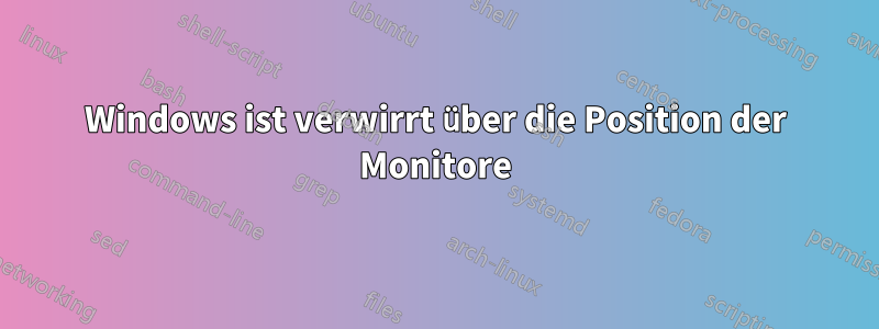 Windows ist verwirrt über die Position der Monitore