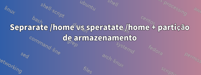 Seprarate /home vs speratate /home + partição de armazenamento