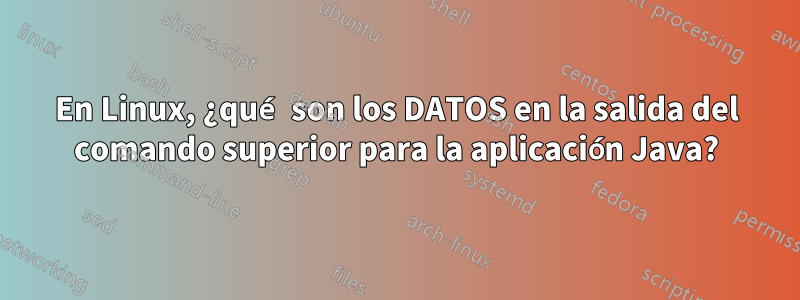 En Linux, ¿qué son los DATOS en la salida del comando superior para la aplicación Java?