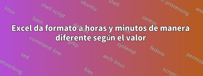 Excel da formato a horas y minutos de manera diferente según el valor