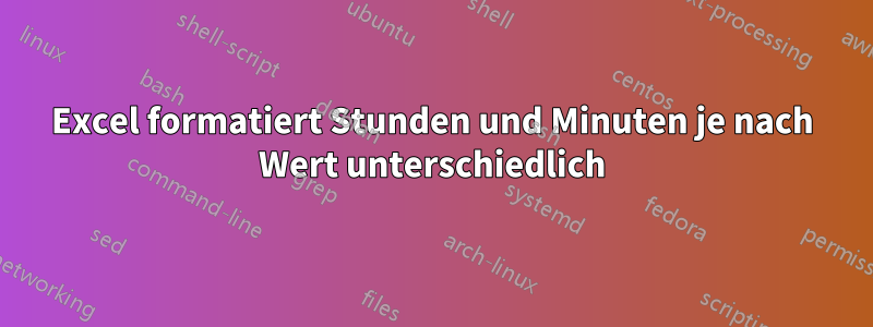 Excel formatiert Stunden und Minuten je nach Wert unterschiedlich