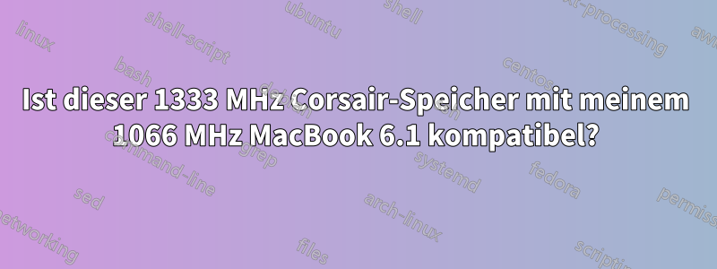 Ist dieser 1333 MHz Corsair-Speicher mit meinem 1066 MHz MacBook 6.1 kompatibel?