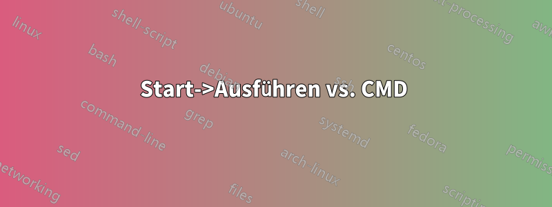 Start->Ausführen vs. CMD