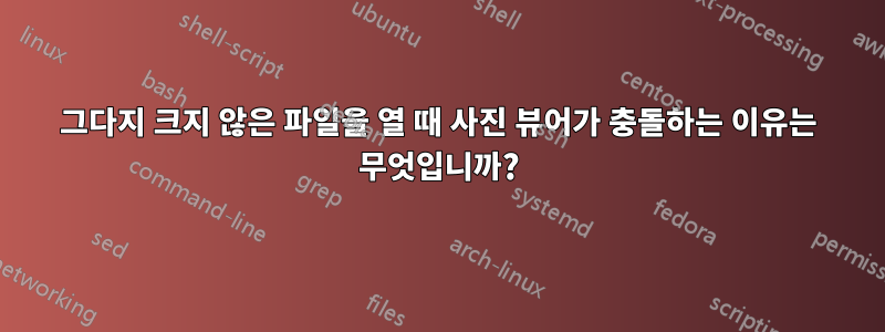 그다지 크지 않은 파일을 열 때 사진 뷰어가 충돌하는 이유는 무엇입니까?