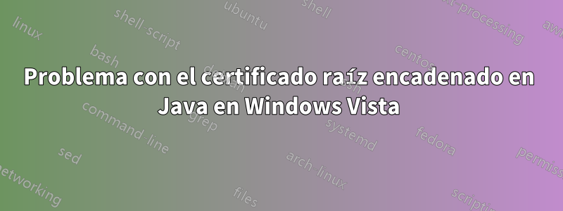 Problema con el certificado raíz encadenado en Java en Windows Vista