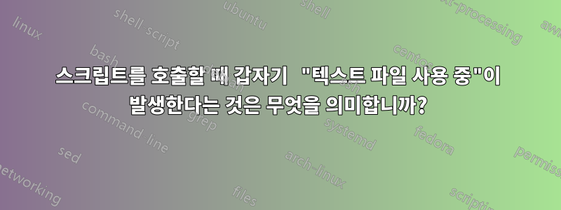 스크립트를 호출할 때 갑자기 "텍스트 파일 사용 중"이 발생한다는 것은 무엇을 의미합니까?