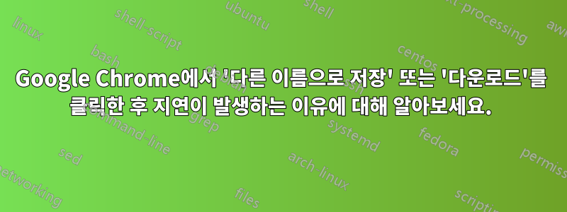 Google Chrome에서 '다른 이름으로 저장' 또는 '다운로드'를 클릭한 후 지연이 발생하는 이유에 대해 알아보세요.