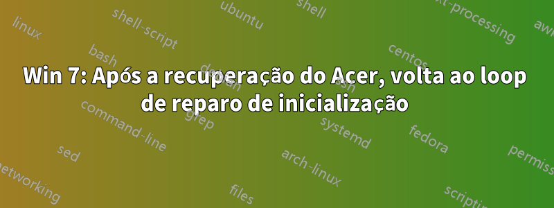 Win 7: Após a recuperação do Acer, volta ao loop de reparo de inicialização