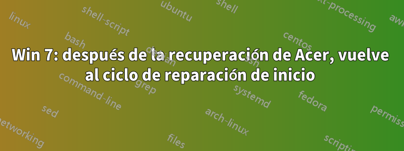 Win 7: después de la recuperación de Acer, vuelve al ciclo de reparación de inicio