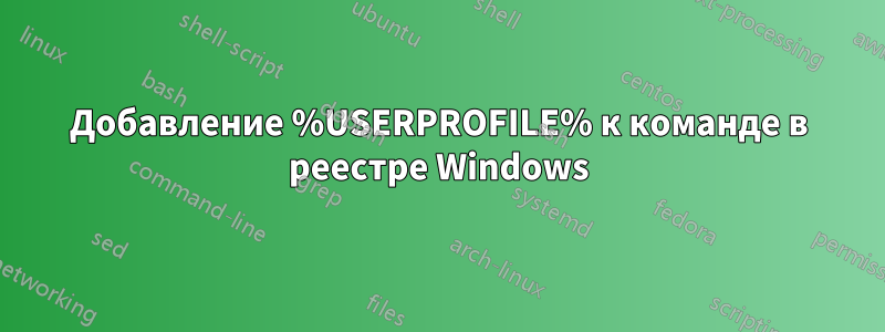 Добавление %USERPROFILE% к команде в реестре Windows