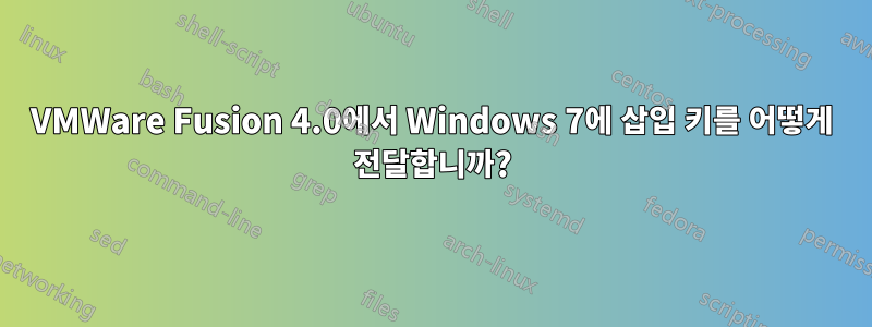 VMWare Fusion 4.0에서 Windows 7에 삽입 키를 어떻게 전달합니까?