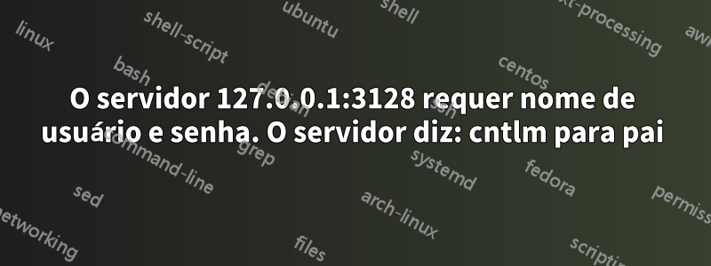 O servidor 127.0.0.1:3128 requer nome de usuário e senha. O servidor diz: cntlm para pai