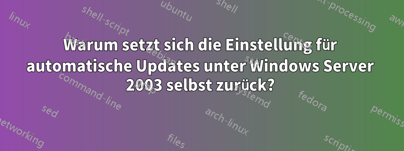 Warum setzt sich die Einstellung für automatische Updates unter Windows Server 2003 selbst zurück?