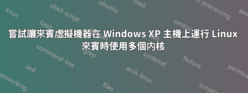 嘗試讓來賓虛擬機器在 Windows XP 主機上運行 Linux 來賓時使用多個內核