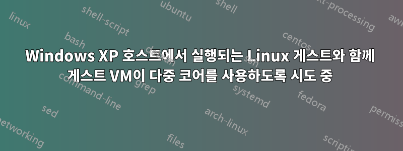 Windows XP 호스트에서 실행되는 Linux 게스트와 함께 게스트 VM이 다중 코어를 사용하도록 시도 중