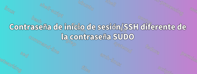 Contraseña de inicio de sesión/SSH diferente de la contraseña SUDO
