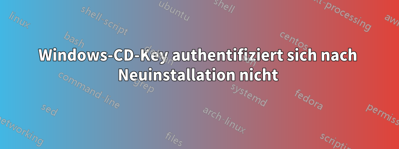 Windows-CD-Key authentifiziert sich nach Neuinstallation nicht