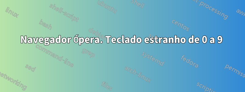 Navegador Ópera. Teclado estranho de 0 a 9