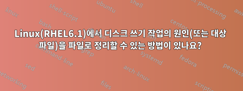 Linux(RHEL6.1)에서 디스크 쓰기 작업의 원인(또는 대상 파일)을 파일로 정리할 수 있는 방법이 있나요?