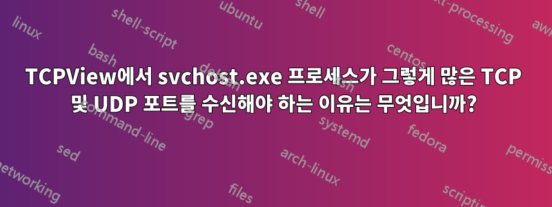 TCPView에서 svchost.exe 프로세스가 그렇게 많은 TCP 및 UDP 포트를 수신해야 하는 이유는 무엇입니까?