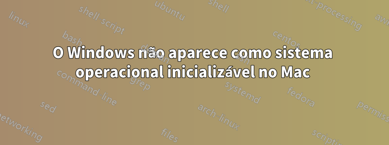 O Windows não aparece como sistema operacional inicializável no Mac