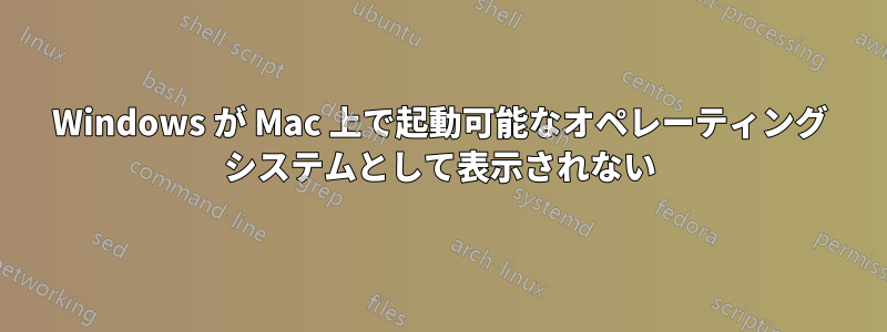 Windows が Mac 上で起動可能なオペレーティング システムとして表示されない