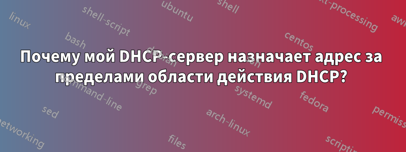 Почему мой DHCP-сервер назначает адрес за пределами области действия DHCP?