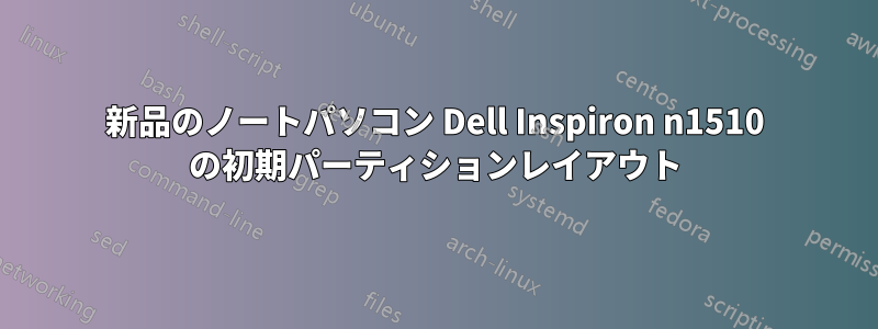 新品のノートパソコン Dell Inspiron n1510 の初期パーティションレイアウト