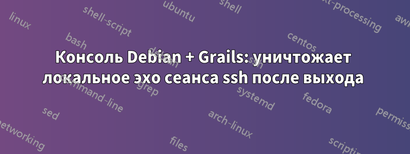 Консоль Debian + Grails: уничтожает локальное эхо сеанса ssh после выхода