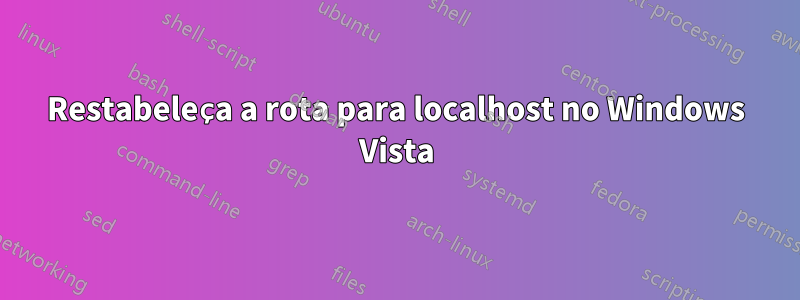 Restabeleça a rota para localhost no Windows Vista