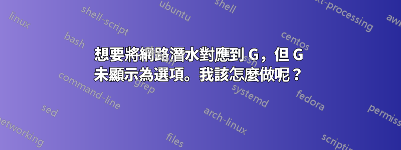 想要將網路潛水對應到 G，但 G 未顯示為選項。我該怎麼做呢？