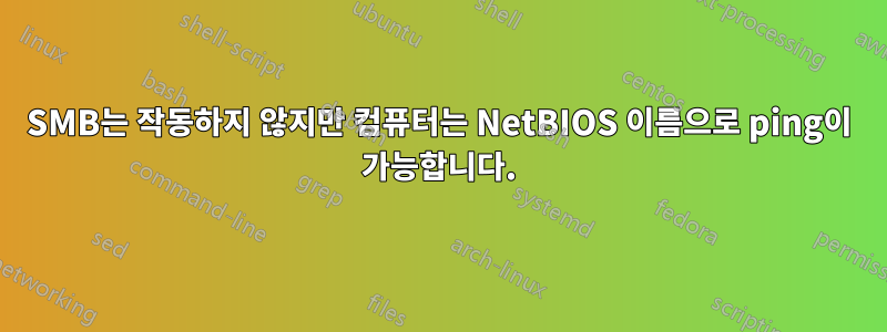 SMB는 작동하지 않지만 컴퓨터는 NetBIOS 이름으로 ping이 가능합니다.