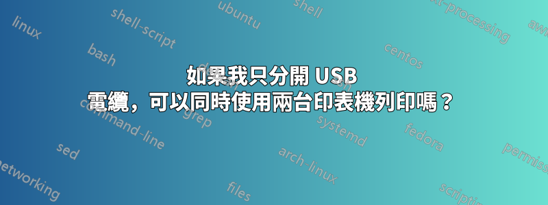 如果我只分開 USB 電纜，可以同時使用兩台印表機列印嗎？