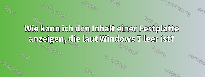 Wie kann ich den Inhalt einer Festplatte anzeigen, die laut Windows 7 leer ist?