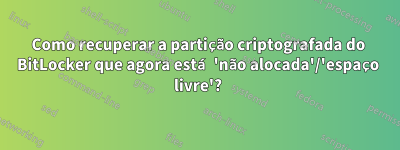 Como recuperar a partição criptografada do BitLocker que agora está 'não alocada'/'espaço livre'?