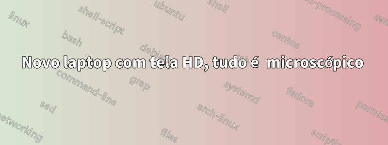 Novo laptop com tela HD, tudo é microscópico