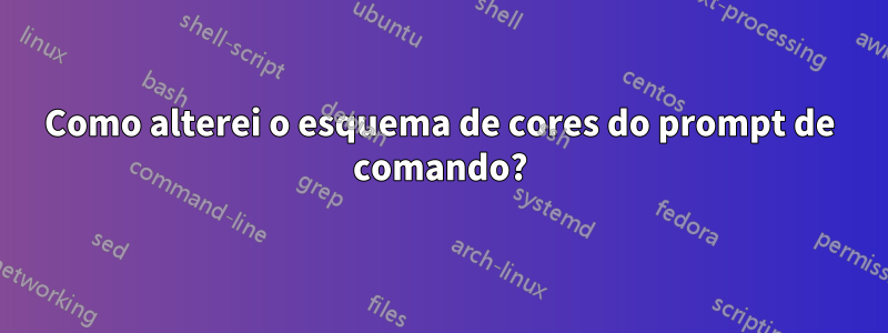 Como alterei o esquema de cores do prompt de comando?