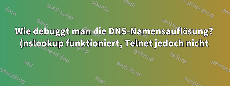Wie debuggt man die DNS-Namensauflösung? (nslookup funktioniert, Telnet jedoch nicht)