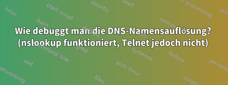 Wie debuggt man die DNS-Namensauflösung? (nslookup funktioniert, Telnet jedoch nicht)