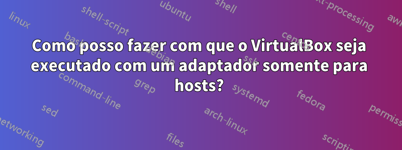 Como posso fazer com que o VirtualBox seja executado com um adaptador somente para hosts?